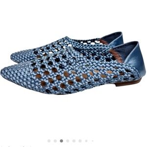 Anthropologie Bibilou Woven Blue Flats